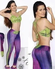 Colombian Brazilian Women’s Set Tights & Top Microfiber S M L Gym Workout Gym