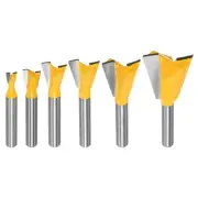 6pcs Dovetail Router Bits 1/4"-7/8" Dia 1/4" Shank Carbide14 Degree Dovetail Bit