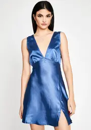 Azure Feelin' Dreamy Satin Dress