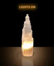 Large Selenite Skysraper Tower Lamp Crystal Healing Wellness 40cm