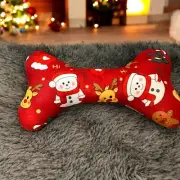 Bone Dog Toy Pup Cute Holiday Red Chew Squeak Toy Play Fun Fetch Animal Gift New