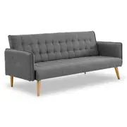 Sarantino 3 Seater Modular Linen Fabric Sofa Bed Couch Armrest Furniture Grey