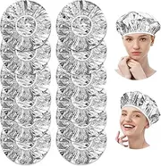 12 Pieces Aluminum Foil Heat Cap for Deep Conditioning, Reusable Hair Processing Deep Double Layer Heat Cap for Home and Salon Use, Hair Dyeing and Hot Oil Treatment Tools