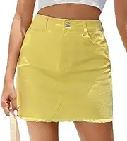[ERTYUIO] Women's Sports Skirts Women's All-Match Commuter Denim High Waist Skirt