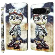 For Google Pixel 9 Pro Cell Phone Shell Pattern Printing Leather Cover Phone Stand