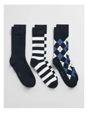 [Gant] Argyle And Striped Socks 3-Pack in Marine