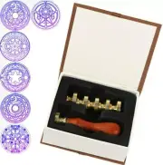 Wax Seal Stamp Set 7 pcs Geometric Magic Symbols with Gift Box