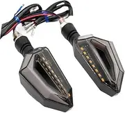 Front Rear Turning Indicator Lights Universal Motorcycle Turn Signal Lights Blinker Front Rear Light, for Harley, Cruiser Motorcycle Turn Signal Lights(Black Red Driving Light)