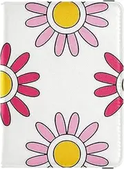 [Amooorous] Lovely Daisy Floral Peach Red White Leather decorative passport holder for travel family Wallet Combo Travel Passport Wallet Waterproof, lovely daisy floral peach red white, 1 size