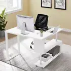 360 Degree Rotating Corner Desks Computer Workstation Combo Shelf Storage Space