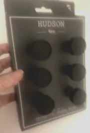 New SET 6 Vtg HUDSON Matte BLACK Metal Drawer PULL KNOB Cabinet Cupboard Dresser