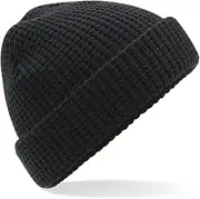[Beechfield] Unisex Classic Waffle Knit Winter Beanie Hat (UK Size: One Size) (Black)