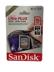 SanDisk 16 GB Ultra Plus SDHC UHS-I 40MB/s Flash Card SDSUP-016G-AWM46 New NIP