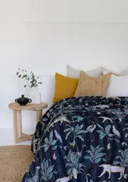 Kantha Quilt Indian Quilt Block Print Quilt Bedspread Bohemian Boho Cotton Throw Quilt Handmade Blanket Doona King Size 042