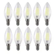 10 x LED Filament Candle Lamp E14 4W 6000k Day Light 450 Lm Glass Bulb 360° SAA