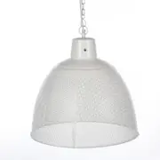 Riva Small 1 Light Perforated Iron Dome Pendant- Matt White - ZAF10332