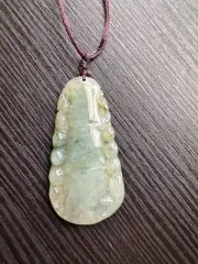 Certified Grade A Burma Jadeite Bamboo Pendant Natural Green Jade