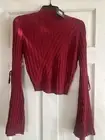 Fashion Nova Crop Burgundy Sweater Tie Flair Sleeves