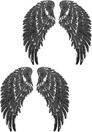 FIXOSHEE 2Pairs Sequins Angel Wings Iron Applique Patch for DIY Clothing Embroidered Wing Patches for Crafting and Decoration Versatile Clothes Accessories