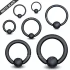 PAIR Matte Black IP Captive Bead Ring Ears Labret Septum 20G 18G 16G 14G 12G 10G