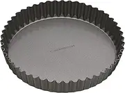 MasterClass KCMCHB40 Large Tart Tin, Fluted Quiche Pan with Loose Base and PFOA Non Stick, Robust 1 mm Thick Carbon Steel, 30 cm (12 Inch), Grey