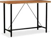 Acacia Wood Bar Table 150cm Kitchen Dining Room Set, Solid Wood & Steel Frame, Easy to Assemble-Farmhouse Style Room Tables Dinner Set