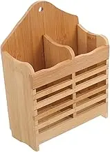 IMIKEYA Bamboo Utensil Organizer Drying Rack with Dual Compartments for Chopsticks Forks Tableware Water Stain Resistant Storage for Dinner Parties and Home Use