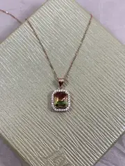 Bella Luce Pendant 5.52 Ctw Multicolor Gemstone Watermelon Diamond Simulant 18”