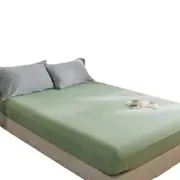 Catzon Cotton Sheets Mattress Dustproof Protective Cover Fabric Bedding-OliveGreen