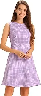 [Allegra K] Women's Plaid Dress Sleeveless Fit and Flare Houndstooth Work Dresses