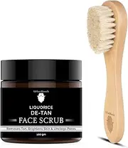 Skin Brightening & Lightening Detan Face Scrub And Wooden Face Cleansing Brush Combo For Instant Tan Removal
