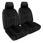 Getaway Neoprene Ready Made Seat Covers - Front, Black/Silver Stitch, Suits Mazda3/CX-3