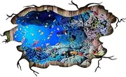 3D Under The Sea Fish Floor Wall Decals, FODIENS Ocean Sea Life Wall Stickers, Removable Peel and Stick Waterproof DIY Wall Art Decal for Kids Room Nursery Bathroom Living Room Playroom