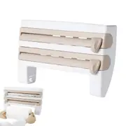 Khaki Kitchen Cling Film Tissue Holder Aluminum Foil Paper Cutting Spice Storage Rack
