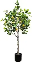 Gresorth 4Feet Artificial Lemon Tree Decoration Fake Plants with Fruits for Home House Table Office Garden Indoor Outdoor Plastic Pot Realistic Leaves