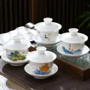 6.8oz Porcelain Gaiwan Dehua China Tureen Cup Bowl Saucer Lid 200ml Coaster New