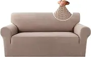 H.VERSAILTEX Stretch Sofa Slipcover Spandex Jacquard with Elastic Bottom, 1-Piece Sofa Cover Furniture Protector Couch Soft for Pets(2 Seater, Sand)