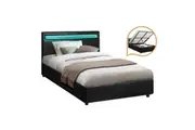 Oikiture Bed Frame Queen Double King Single RGB LED Gas Lift Base Storage Black
