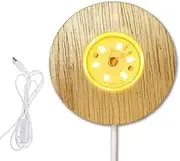 Fdit LED Lamp Base, Wooden LED Lamp Base USB Adjustable Brightness Light Stand for Crystal Glass Acrylic Jewelry and Decorative Items (Red)