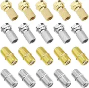 eMagTech 20PCS F Type Coaxial Cable Connector F Type Coaxial Cable Extension Repair Kit RG6 Male Plug Connector Female Extended Connector for Satellite TV