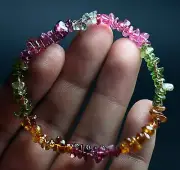 41.4ct 100% Rare Natural Clear Colorful Tourmaline Crystal Bracelet