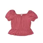 NEW Lauren Conrad Women's Size 2XL Blouse Top Short Sleeve Red Striped Rayon Cre