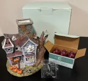 NOS Partylite Ghostly Tealight House Manor (P7862) Ceramic Halloween + 6 Candles