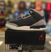 AIR JORDAN 3 RETRO (GS) "GREEN GLOW" 2024 SZ 4.5Y/ 6(W) DM0967-031 DS Black