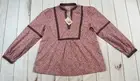 NWT Faherty Womens Blouse Multicolor M Aurora Top VLK-Mauve Leaf Batik WTF2214