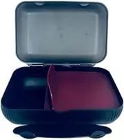 [Tupperware] To Go Lunch Box Black Dark Red Berry with Separation Bread Box Sandwich Tin