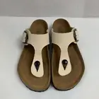 Birkenstock New w/ Box Gizeh Big Buckle Rivet Logo Eggshell Textile Vegan Reg