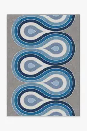 150' x 215' | Machine Washable Runner Rug | Kid & Pet Friendly | Indoor Rug | Jonathan Adler Milano Blue Steel Rug | Ruggable