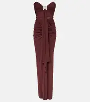 [Christopher Esber] Christopher Esber Bezel Quartz cutout strapless jersey gown AU 12 red