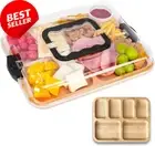Bamboo Charcuterie Board with Lid Handle Large Cheese Platter Tray